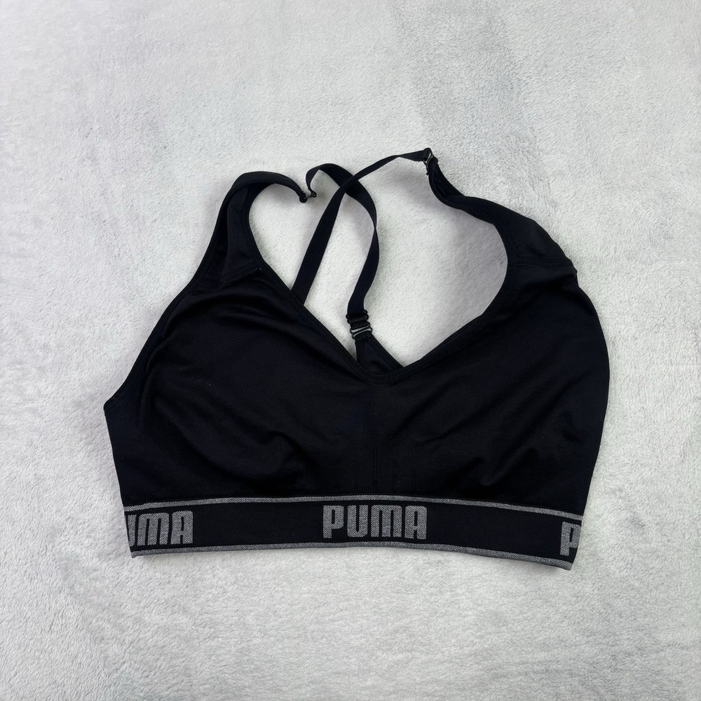 Puma Black Activewear Athletic Sports Bra Racerback Women's XL